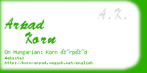 arpad korn business card